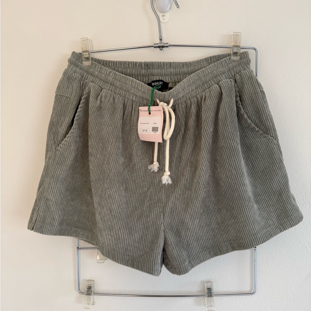 Wishlist brand, corduroy shorties, comfy stretch, size M, tie waist.